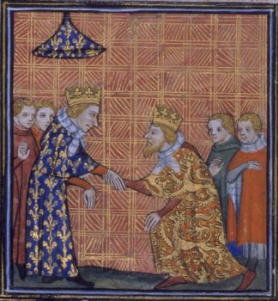 Treaty of Paris. King Henry III of England does homage to Saint Louis.