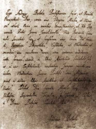 Manuscript written by St. Andrew Bobola
