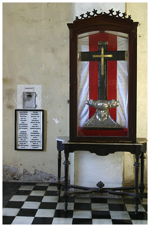 The Cross of Parra, also known as the Columbus Cross, is part of the original cross erected by Christopher Columbus in Baracoa, Cuba on December 27, 1492. 